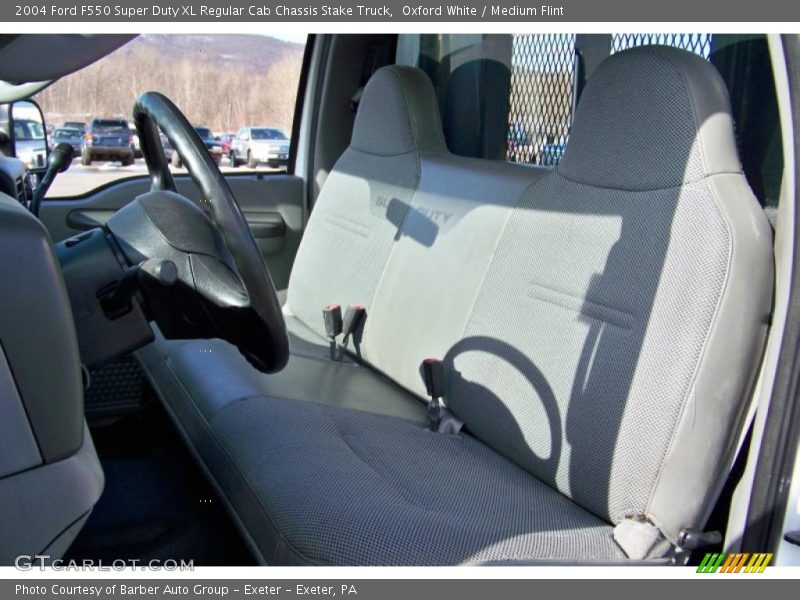 Oxford White / Medium Flint 2004 Ford F550 Super Duty XL Regular Cab Chassis Stake Truck