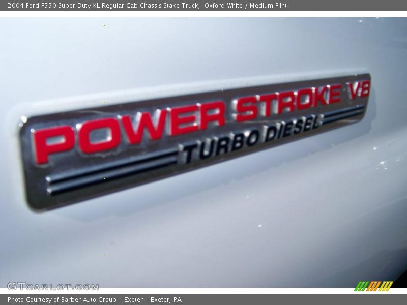Oxford White / Medium Flint 2004 Ford F550 Super Duty XL Regular Cab Chassis Stake Truck