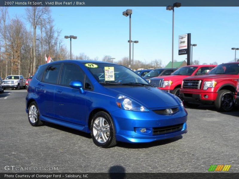 Vivid Blue Pearl / Black 2007 Honda Fit Sport