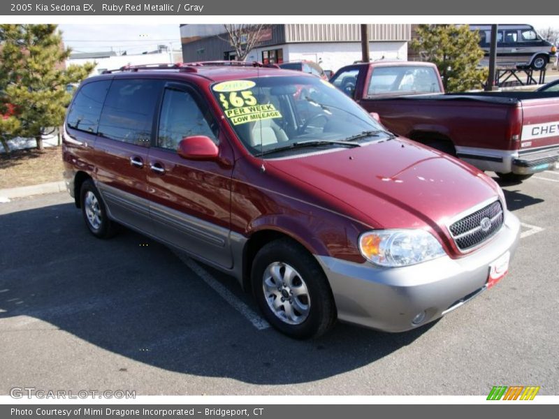 Ruby Red Metallic / Gray 2005 Kia Sedona EX