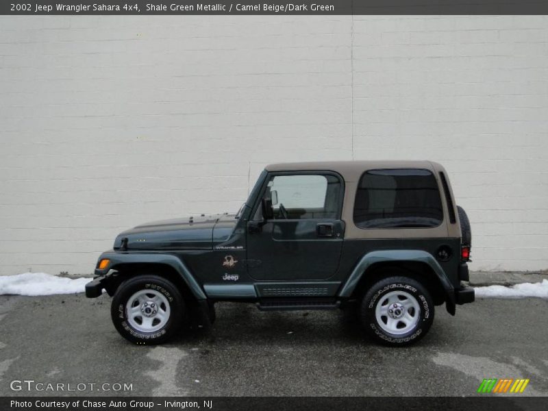 Shale Green Metallic / Camel Beige/Dark Green 2002 Jeep Wrangler Sahara 4x4