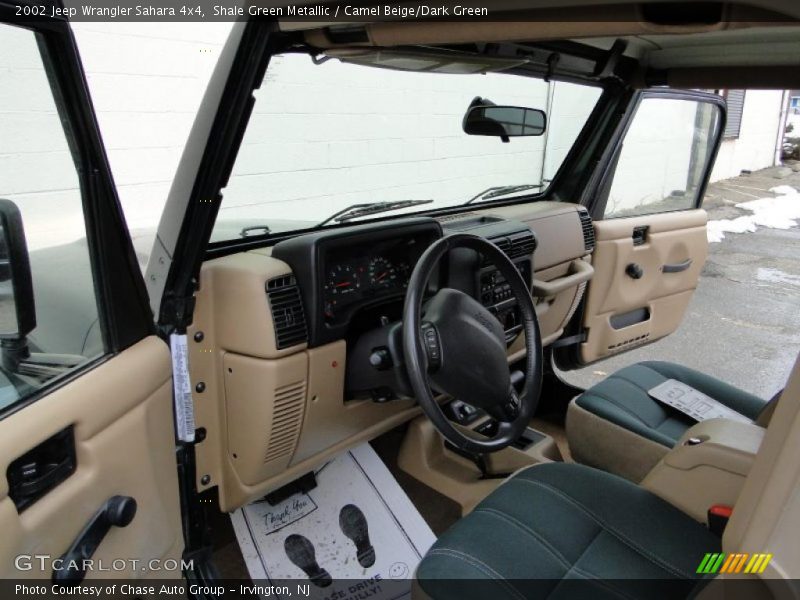 Shale Green Metallic / Camel Beige/Dark Green 2002 Jeep Wrangler Sahara 4x4