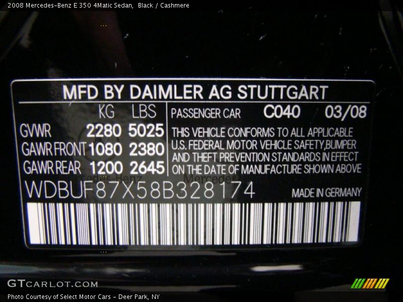 Black / Cashmere 2008 Mercedes-Benz E 350 4Matic Sedan