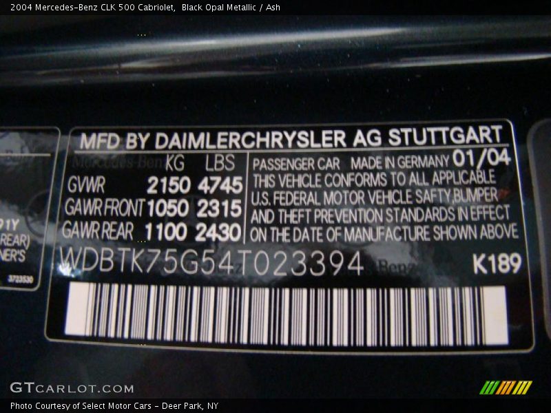 Black Opal Metallic / Ash 2004 Mercedes-Benz CLK 500 Cabriolet
