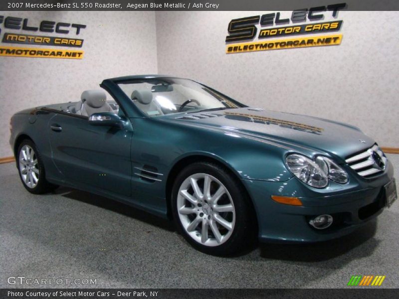 Aegean Blue Metallic / Ash Grey 2007 Mercedes-Benz SL 550 Roadster