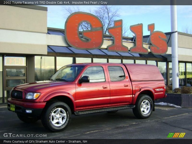 Impulse Red Pearl / Gray 2002 Toyota Tacoma V6 TRD Double Cab 4x4