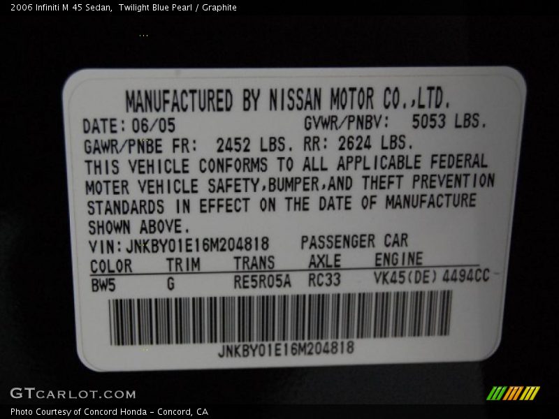 Twilight Blue Pearl / Graphite 2006 Infiniti M 45 Sedan