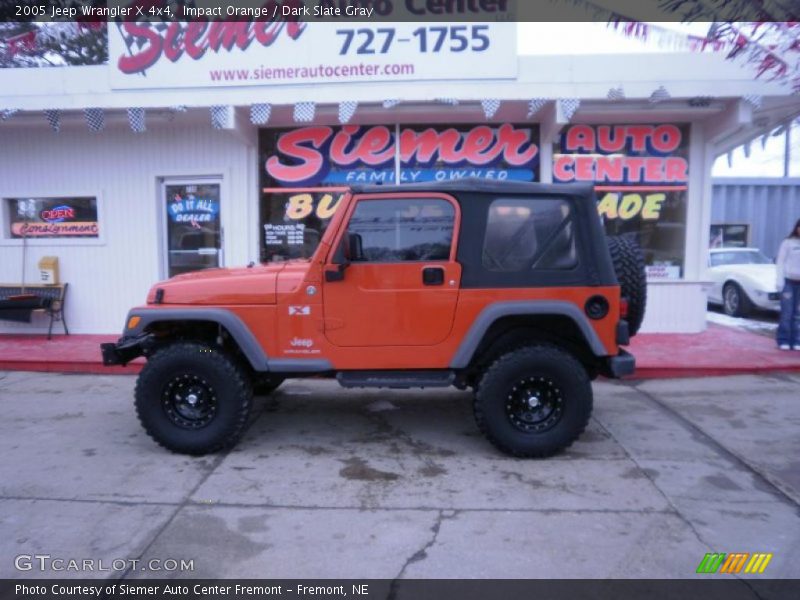 Impact Orange / Dark Slate Gray 2005 Jeep Wrangler X 4x4