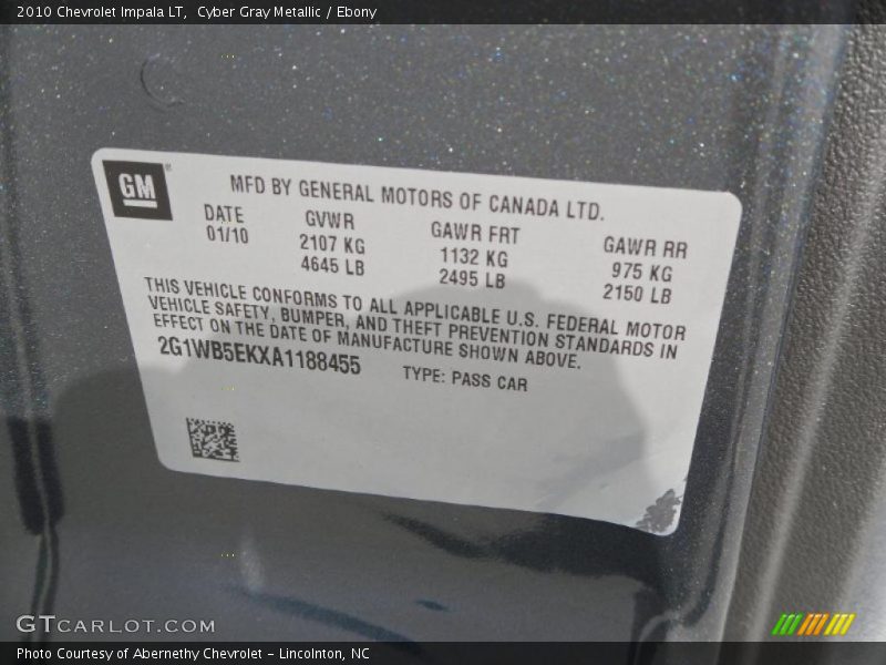Cyber Gray Metallic / Ebony 2010 Chevrolet Impala LT