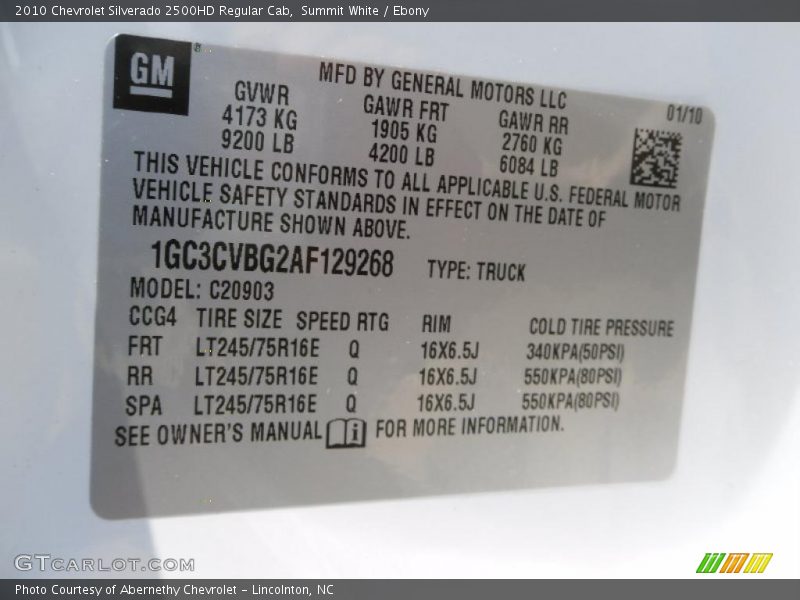 Summit White / Ebony 2010 Chevrolet Silverado 2500HD Regular Cab