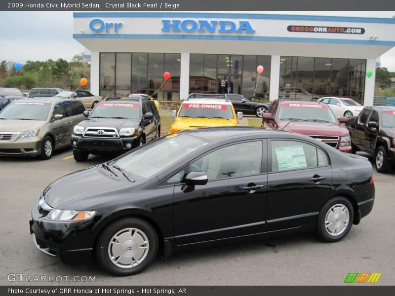 Crystal Black Pearl / Beige 2009 Honda Civic Hybrid Sedan