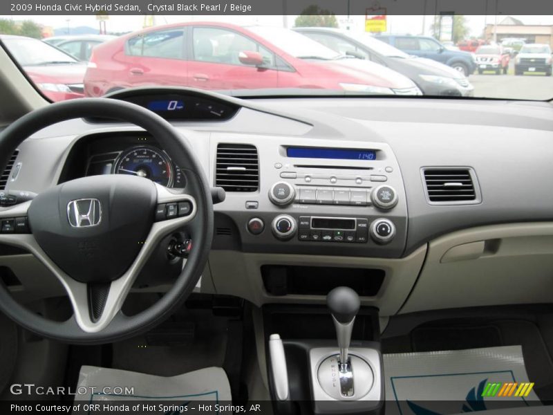 Crystal Black Pearl / Beige 2009 Honda Civic Hybrid Sedan