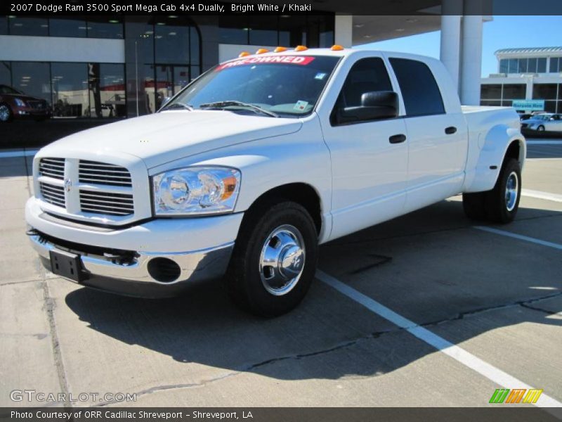Bright White / Khaki 2007 Dodge Ram 3500 Sport Mega Cab 4x4 Dually