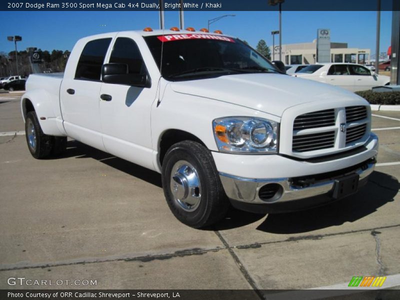 Bright White / Khaki 2007 Dodge Ram 3500 Sport Mega Cab 4x4 Dually
