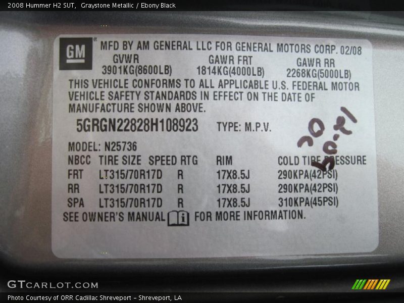 Graystone Metallic / Ebony Black 2008 Hummer H2 SUT