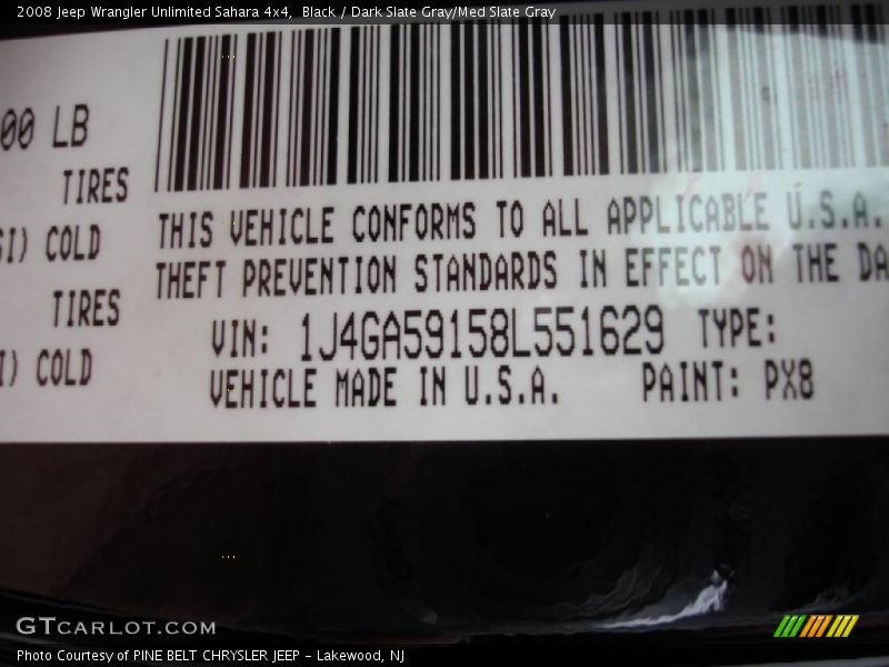 Black / Dark Slate Gray/Med Slate Gray 2008 Jeep Wrangler Unlimited Sahara 4x4