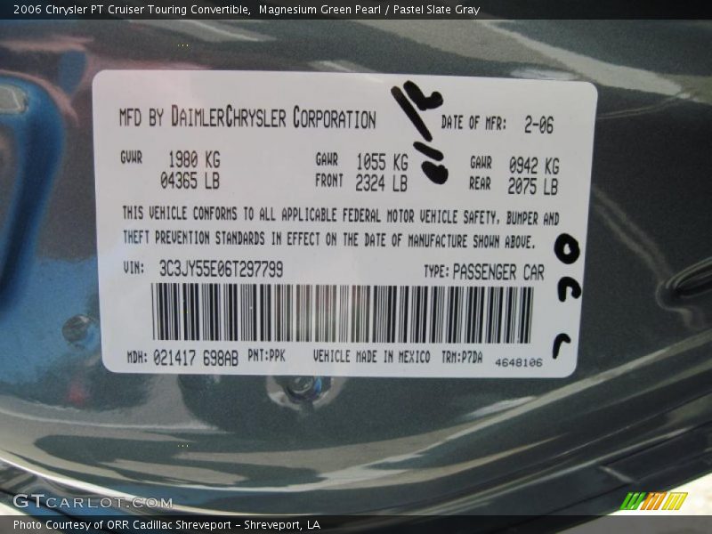 Magnesium Green Pearl / Pastel Slate Gray 2006 Chrysler PT Cruiser Touring Convertible