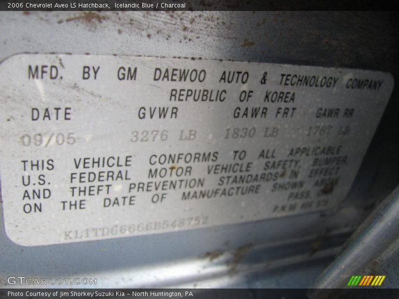 Icelandic Blue / Charcoal 2006 Chevrolet Aveo LS Hatchback