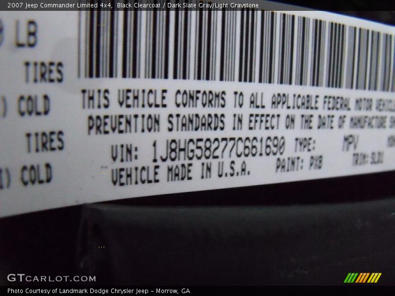 Black Clearcoat / Dark Slate Gray/Light Graystone 2007 Jeep Commander Limited 4x4