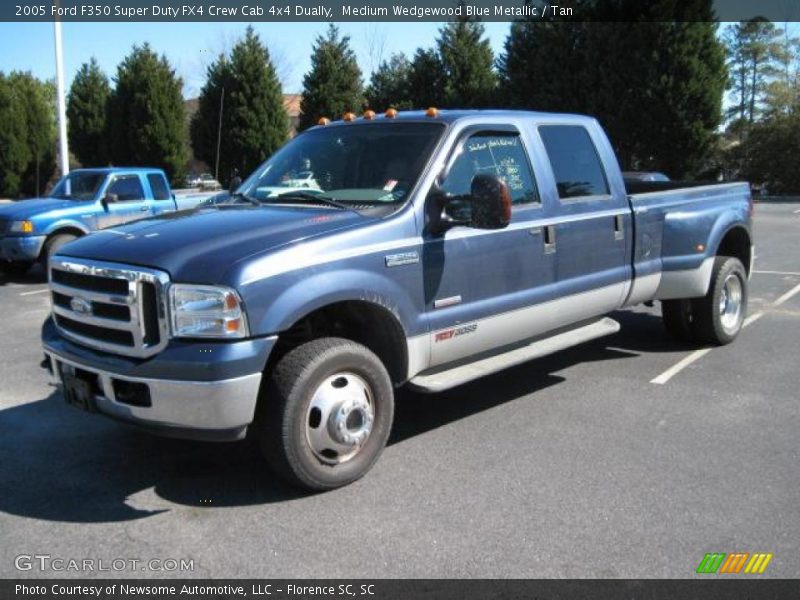 Medium Wedgewood Blue Metallic / Tan 2005 Ford F350 Super Duty FX4 Crew Cab 4x4 Dually