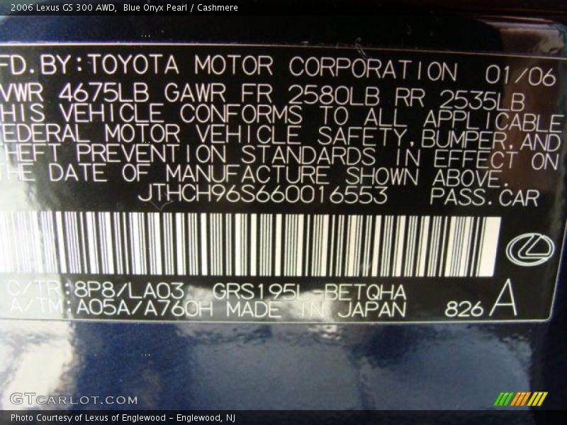 Blue Onyx Pearl / Cashmere 2006 Lexus GS 300 AWD