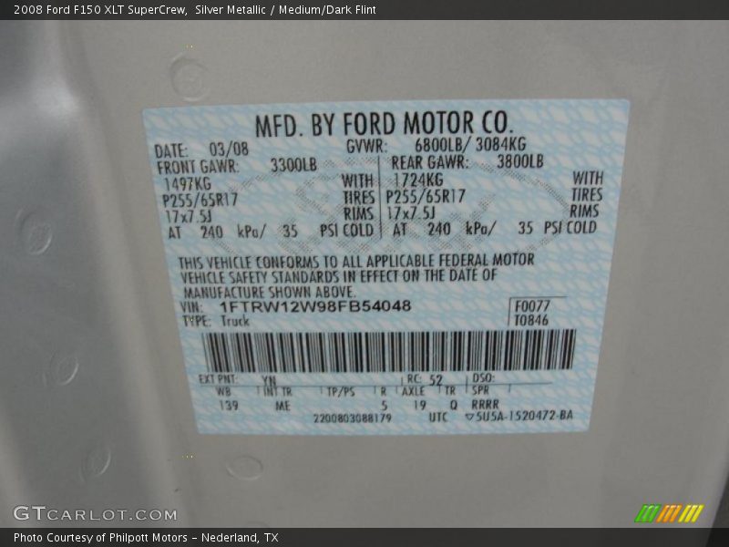 Silver Metallic / Medium/Dark Flint 2008 Ford F150 XLT SuperCrew