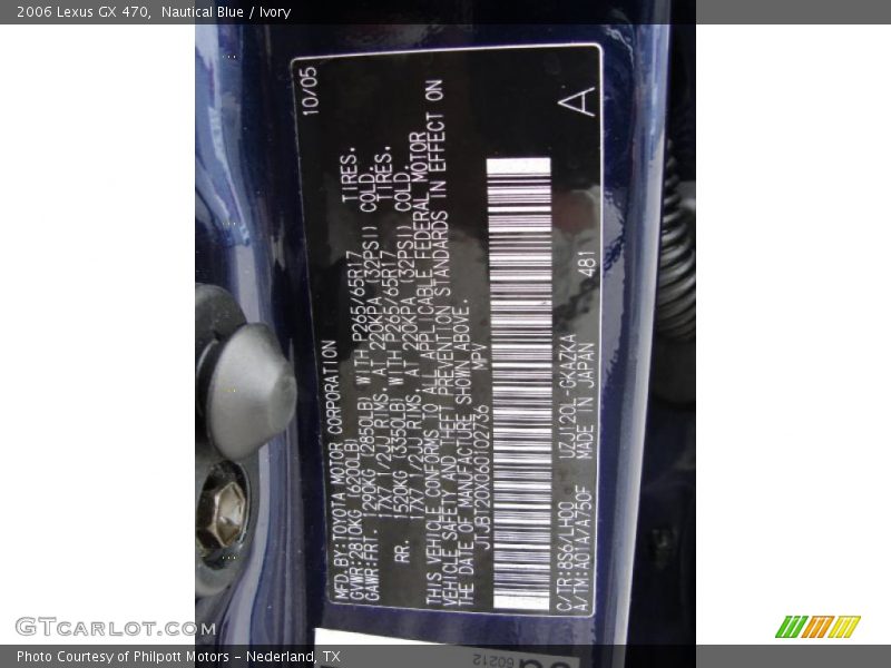 Nautical Blue / Ivory 2006 Lexus GX 470
