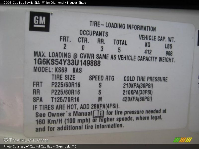 White Diamond / Neutral Shale 2003 Cadillac Seville SLS