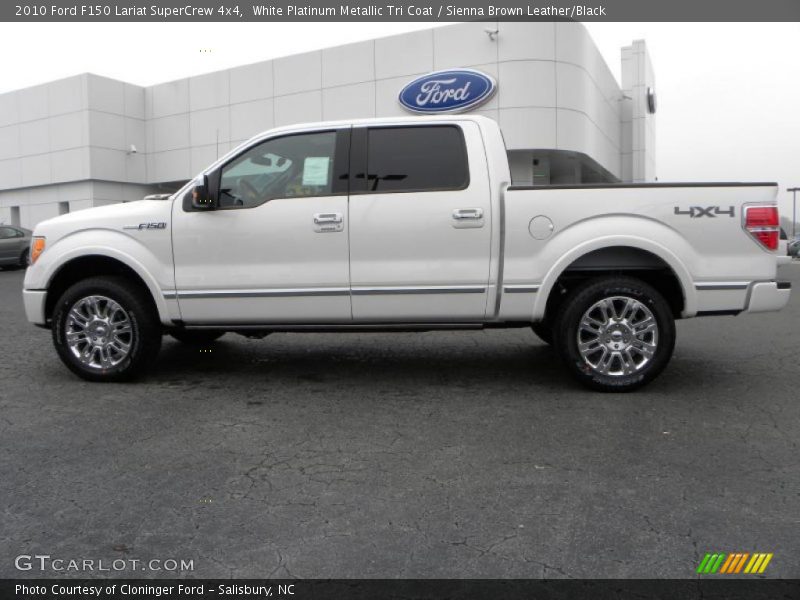 White Platinum Metallic Tri Coat / Sienna Brown Leather/Black 2010 Ford F150 Lariat SuperCrew 4x4