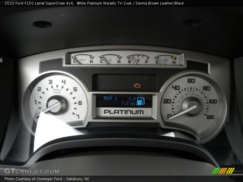 White Platinum Metallic Tri Coat / Sienna Brown Leather/Black 2010 Ford F150 Lariat SuperCrew 4x4