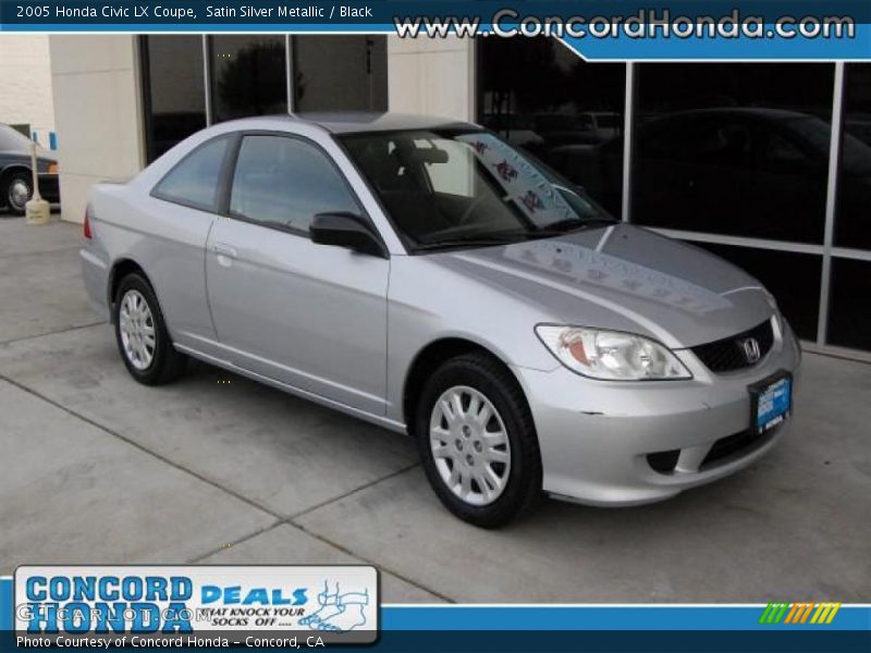 Satin Silver Metallic / Black 2005 Honda Civic LX Coupe
