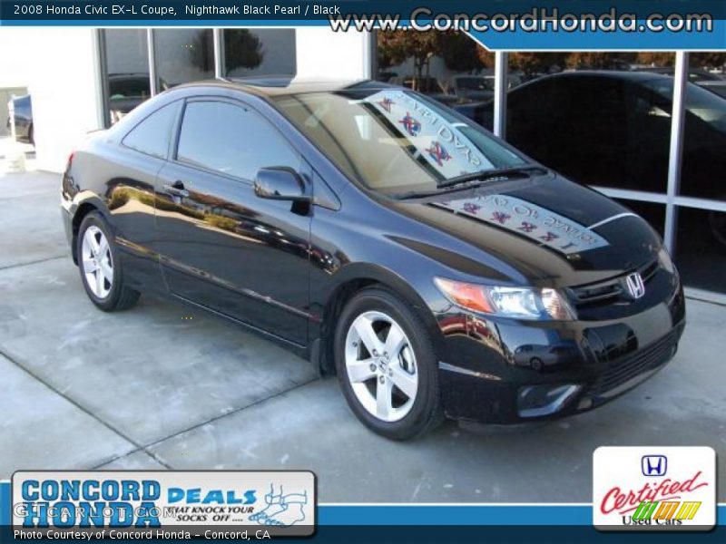 Nighthawk Black Pearl / Black 2008 Honda Civic EX-L Coupe