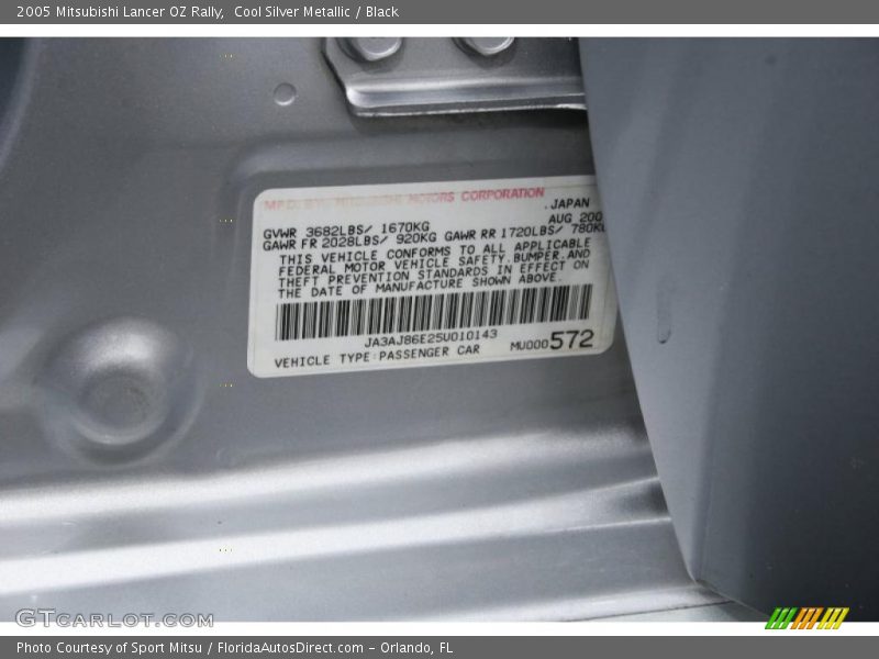 Cool Silver Metallic / Black 2005 Mitsubishi Lancer OZ Rally