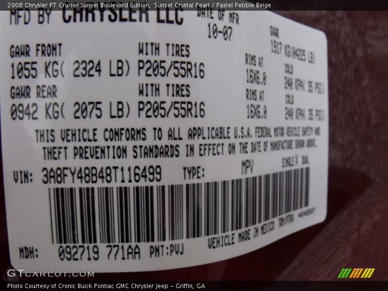 Sunset Crystal Pearl / Pastel Pebble Beige 2008 Chrysler PT Cruiser Sunset Boulevard Edition