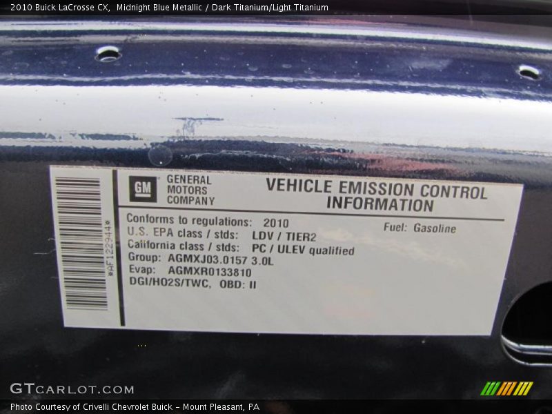 Midnight Blue Metallic / Dark Titanium/Light Titanium 2010 Buick LaCrosse CX