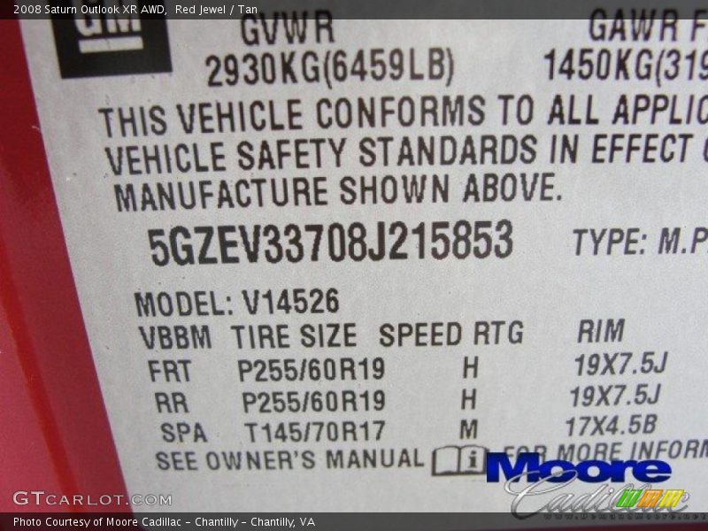 Red Jewel / Tan 2008 Saturn Outlook XR AWD