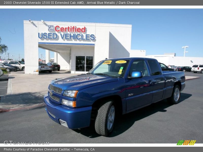 Arrival Blue Metallic / Dark Charcoal 2003 Chevrolet Silverado 1500 SS Extended Cab AWD