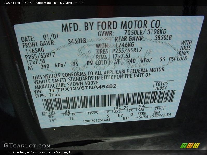 Black / Medium Flint 2007 Ford F150 XLT SuperCab