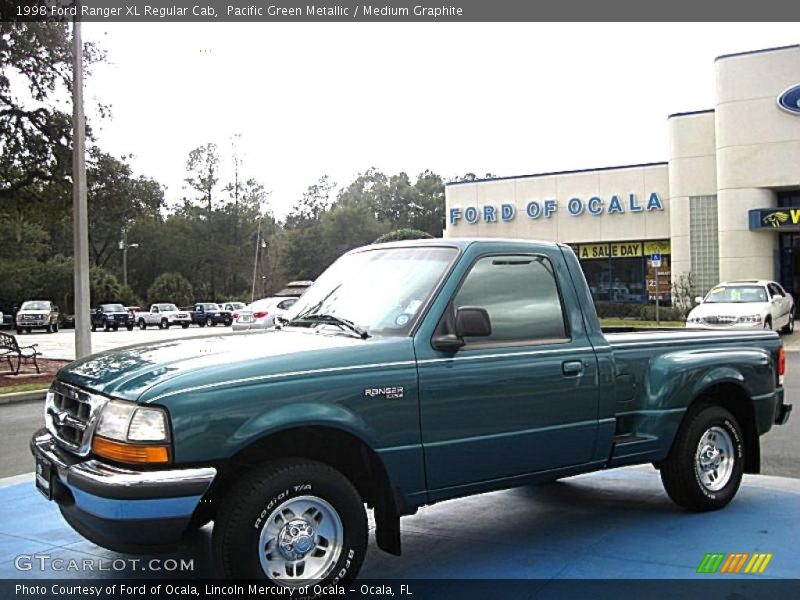 Pacific Green Metallic / Medium Graphite 1998 Ford Ranger XL Regular Cab