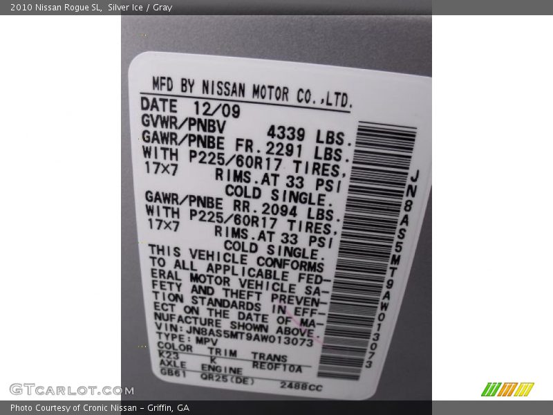 Silver Ice / Gray 2010 Nissan Rogue SL