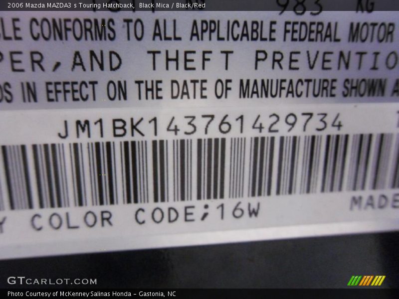 Black Mica / Black/Red 2006 Mazda MAZDA3 s Touring Hatchback