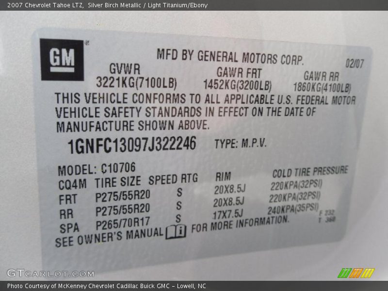 Silver Birch Metallic / Light Titanium/Ebony 2007 Chevrolet Tahoe LTZ