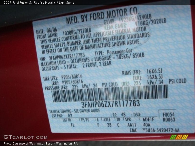 Redfire Metallic / Light Stone 2007 Ford Fusion S