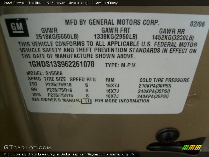 Sandstone Metallic / Light Cashmere/Ebony 2006 Chevrolet TrailBlazer LS