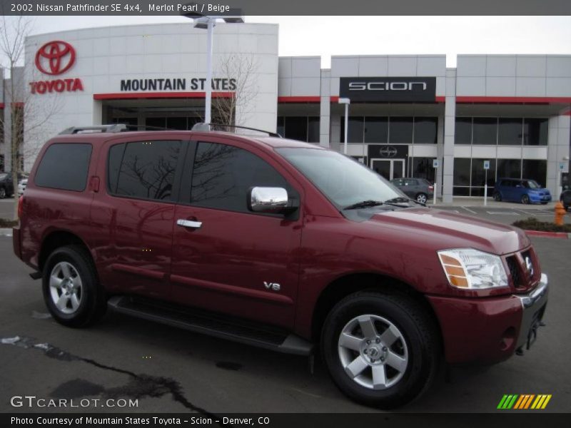 Merlot Pearl / Beige 2002 Nissan Pathfinder SE 4x4