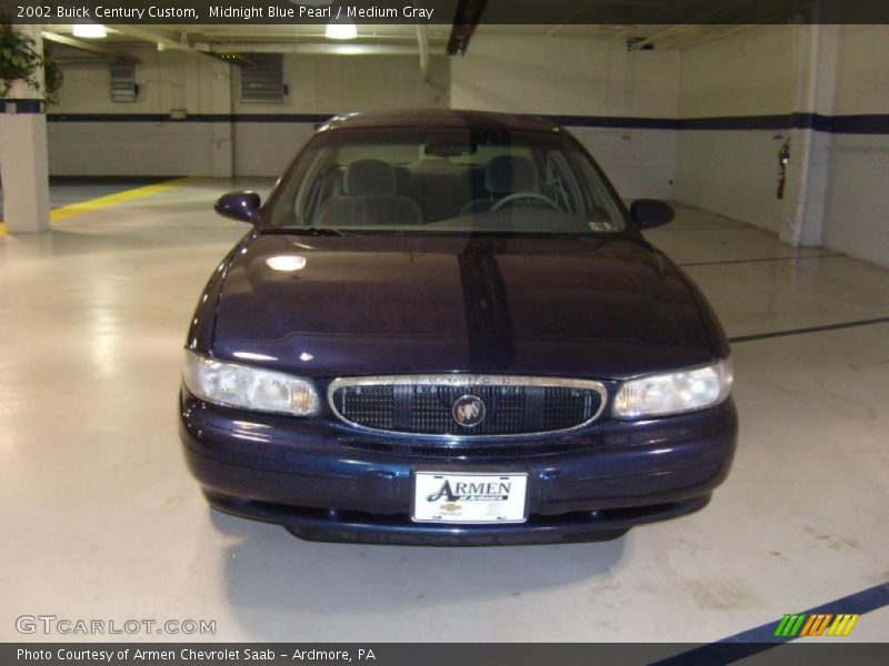 Midnight Blue Pearl / Medium Gray 2002 Buick Century Custom