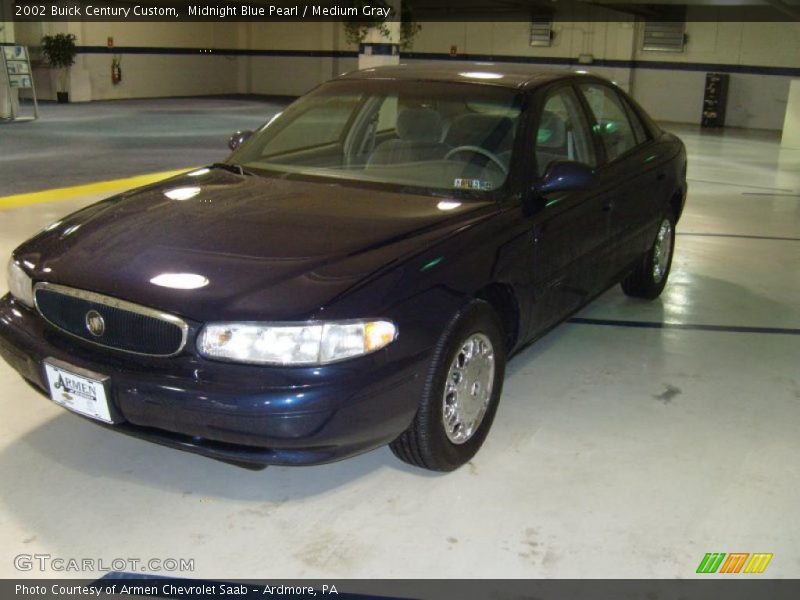 Midnight Blue Pearl / Medium Gray 2002 Buick Century Custom