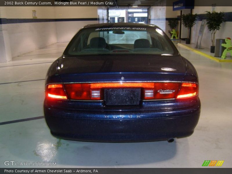 Midnight Blue Pearl / Medium Gray 2002 Buick Century Custom