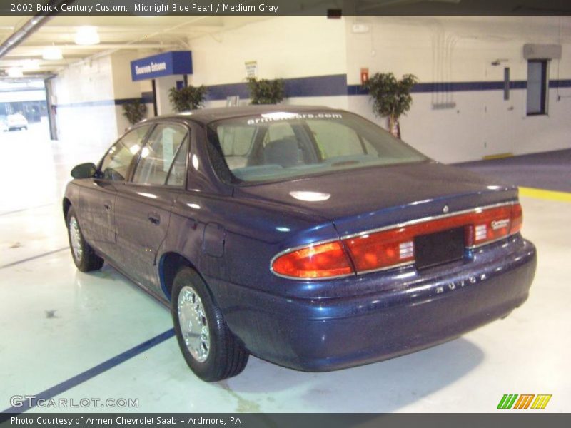 Midnight Blue Pearl / Medium Gray 2002 Buick Century Custom