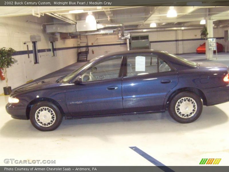 Midnight Blue Pearl / Medium Gray 2002 Buick Century Custom